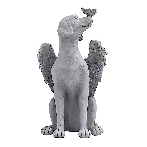 FakeFace Hunde Engel Gedenkstatue, Hautier Grabstein Denkmal Grab Marker Tribut Statue, Garten Deko Polyresin-Engelfiguren Statue Schlafender Hund Statue mit Flügeln Katzen Hunde Gedenkstein von FakeFace