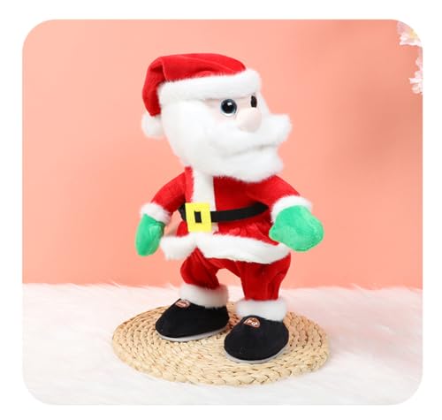 FakeFace Tanzender Singender Sprechender Weihnachtsmann Red Nose Rentier Schneemann, Tweaking Santa Claus mit Musik, interaktivem Sprechen und Swinging, Musical Plush Doll Spielzeug für Kinder von FakeFace