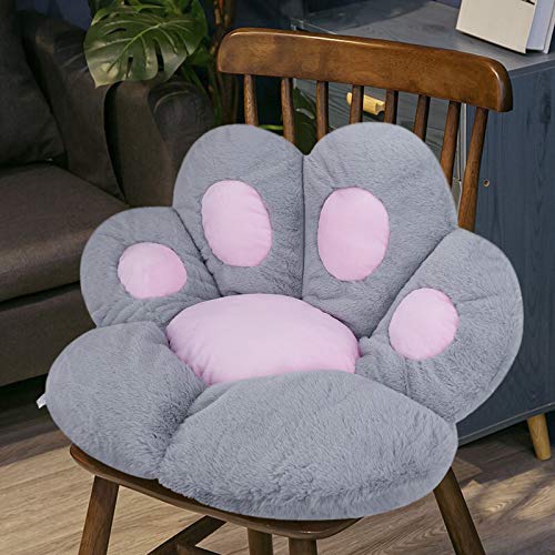 FakeFace Katze Pfot Rückenkissen Sitzkissen Cute Cat Paw Stuhlkissen Sitzkissen Plüsch Komfort Sitzpolster Büro Lazy Warm Sitzkissen Bett Tatami Bodenkissen für Home Office, Grau von FakeFace