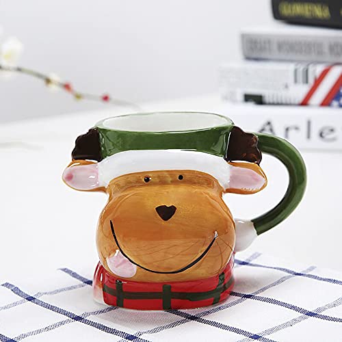 Kreative 3D Weihnachtstasse Keramik Tasse Kaffeetasse Teetasse Kaffee Tee Milch Mug Cup Tasse Becher Coffee Mugs für Weihnachten, Geburtstag, Gedenktag-Elch von FakeFace