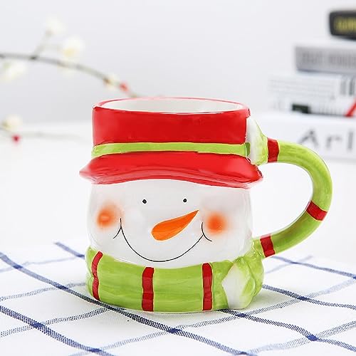 Kreative 3D Weihnachtstasse Keramik Tasse Kaffeetasse Teetasse Kaffee Tee Milch Mug Cup Tasse Becher Coffee Mugs für Weihnachten, Geburtstag, Gedenktag-Schneemann von FakeFace