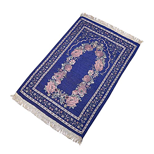 FakeFace Muslimischer Gebetsteppich, Islamische Gebetsmatte für muslimische Gebete, Ramadan-Geschenk für Männer Frauen, türkischer Taschen-Betteppich, 70 * 110cm Dicker Sajadah Samtteppich von FakeFace