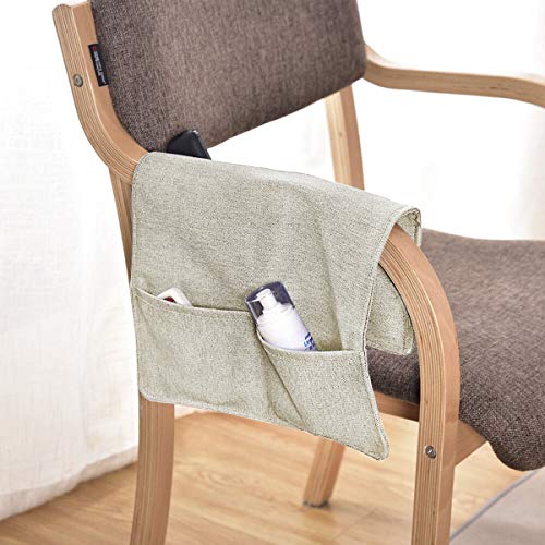 Sofa Armlehne Organizer Sofatasche Großer TV-Fernbedienungshalter, Rutschfeste Sofa-Armlehne, Betttasche, Leinen Stuhl Aufbewahrungstasche mit 4 Taschen für Zeitschriften, Bücher, Handy, iPad von FakeFace