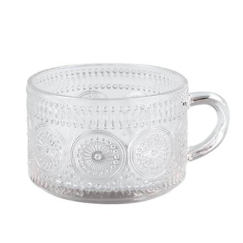 Transparent Glas Kaffeetassen Teetasse Vintage Glastasse,Tasse für Latte, Tee, Saft, Kaffeegläser Trinkglas, Geschenke für Frauen freundin Geburtstag Mutter Valentinstag Muttertag Sonnenblume von FakeFace