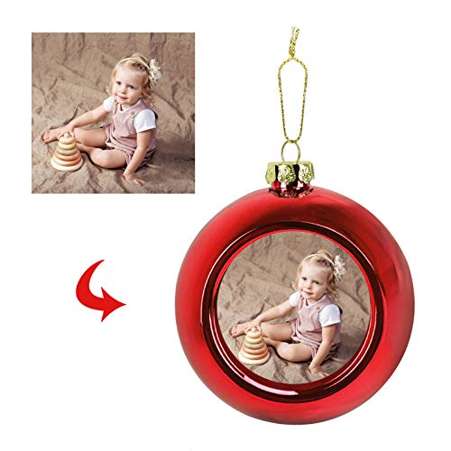 Weihnachtskugel mit Foto, Christbaumkugeln, personalisiert Weihnachtskugeln mit Bild, 6cm Fotoweihnachtskugel für Baumschmuck, Weihnachtsbaum, Weihnachtsdeko, Basteln, Weihnachten Foto Geschenk von FakeFace