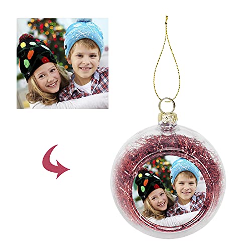 Weihnachtskugel mit Foto, Christbaumkugeln, personalisiert Weihnachtskugeln mit Bild, 8cm Fotoweihnachtskugel für Baumschmuck, Weihnachtsbaum, Weihnachtsdeko, Basteln, Weihnachten Foto Geschenk von FakeFace