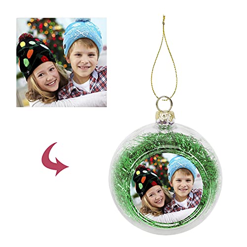 Weihnachtskugel mit Foto, Christbaumkugeln, personalisiert Weihnachtskugeln mit Bild, 8cm Fotoweihnachtskugel für Baumschmuck, Weihnachtsbaum, Weihnachtsdeko, Basteln, Weihnachten Foto Geschenk von FakeFace