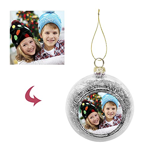 Weihnachtskugel mit Foto, Christbaumkugeln, personalisiert Weihnachtskugeln mit Bild, 8cm Fotoweihnachtskugel für Baumschmuck, Weihnachtsbaum, Weihnachtsdeko, Basteln, Weihnachten Foto Geschenk von FakeFace