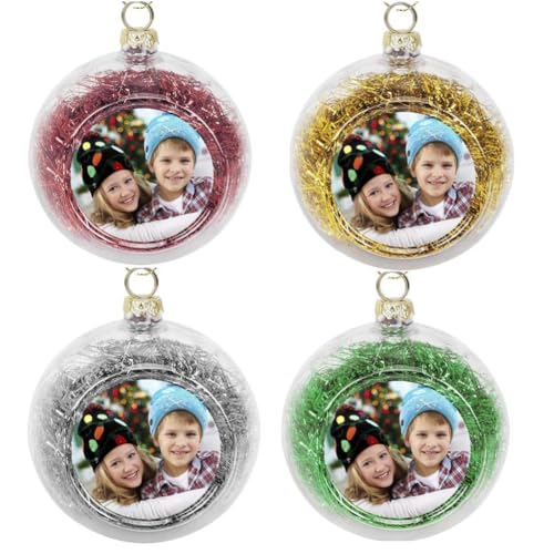 Weihnachtskugel mit Foto, Christbaumkugeln, personalisiert Weihnachtskugeln mit Bild, Fotoweihnachtskugel für Baumschmuck, Weihnachtsbaum, Weihnachtsdeko, Basteln, Weihnachten Foto Geschenk (4 Farben) von FakeFace