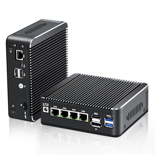 12th Gen Inṭel N150(Upgraded N100, 4C/4T) 2.5G Soft Router 4X i226-V LAN 1*COM RJ45 4USB Fanless Mini PC Firewall Computer Type-C pf-Sense PVE ESXi,No Ram No Storage von FakestarPC