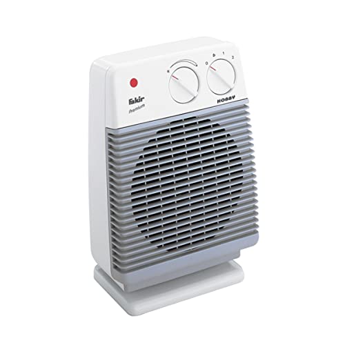 Fakir HL 600 Hobby / Heizlüfter , Badheizlüfter, Tischventilator, mit 2 Heizstufen, inkl. Thermostatventil, extra leise – 2.000 Watt, Hobby Hellgrau von Fakir