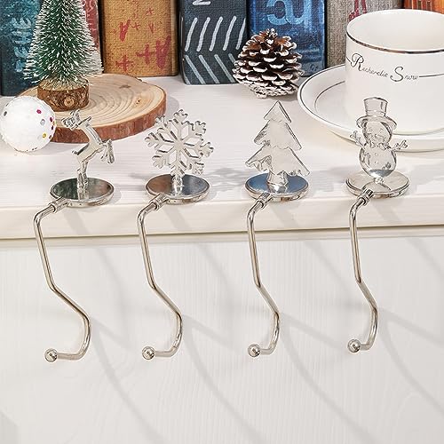 4PCS Weihnachtsstrumpfhalter Metallstrumpfhaken Weihnachts Dekoration mit Zartes Schneeflocke Rentier Schneemann Weihnachtsbaum Weihnachtsstrümpfe Kamin Halter Weihnachtsfeier Dekoration (Splitter) von Falafoty