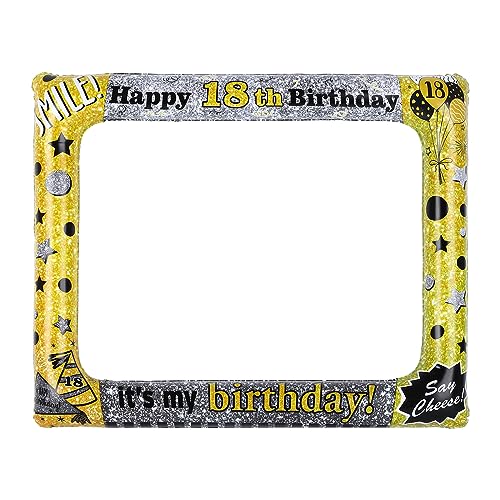 Geburtstag Aufblasbarer Fotorahmen Schwarzes Gold Selfie Bilderrahmen Photo Booth Happy Birthday Aufblasbarer Selfies Fotorahmen Geburtstagsdekoration Männer Frauen Photo Booth Party Dekoration (18th) von Falafoty