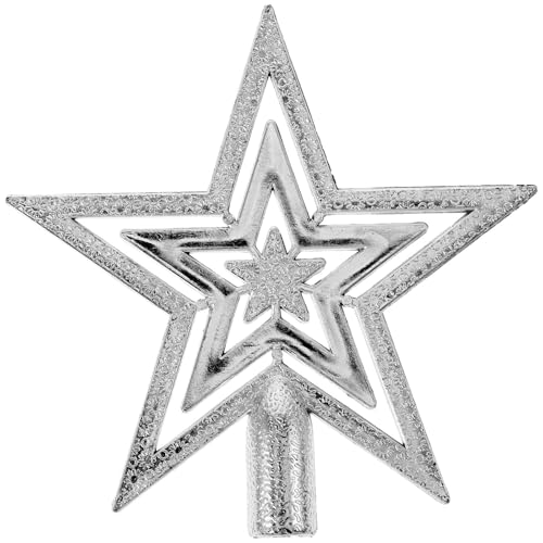 Christbaumspitze Stern Verzierung, Weihnachtsbaumspitze Glitzer-Stern, Christbaumschmuck & Weihnachtsbaumschmuck (Silber) von Falaquer