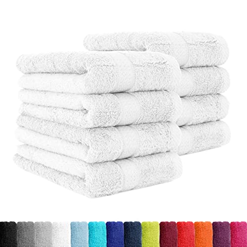 BaSaTex - 8er Pack Handtücher Premium 50x100 cm aus Baumwolle - Frottee Handtuch Set mit Aufhänger - Öko-Tex Made in Green Zertifiziert - Weiss von Falco