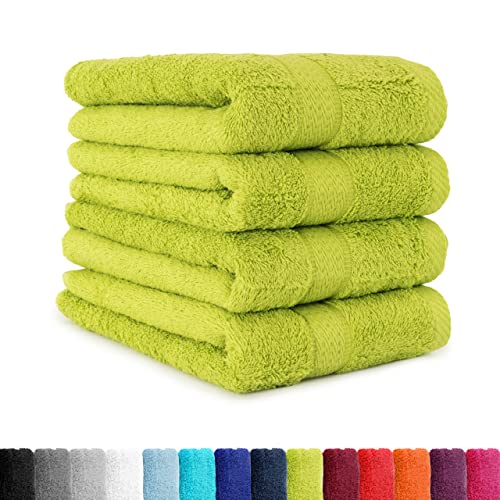 BaSaTex - 4er Pack Handtuch Set für Haushalt & Gäste - Frottee-Handtücher mit Aufhängeschlaufe aus weicher Baumwolle in 50x100cm - Waschtücher für Bad Öko-Tex Made in Green - Apfelgrün von Falco