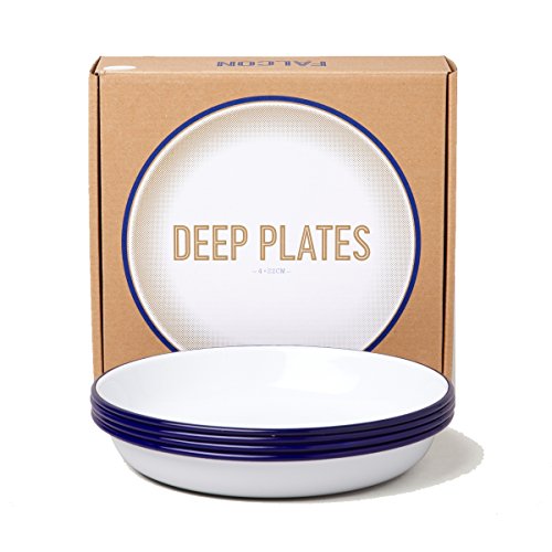 Falcon Enamelware Teller-Set tief 4-teilig :: Blue-White :: Deep Plate Set emaille von Falcon Enamelware