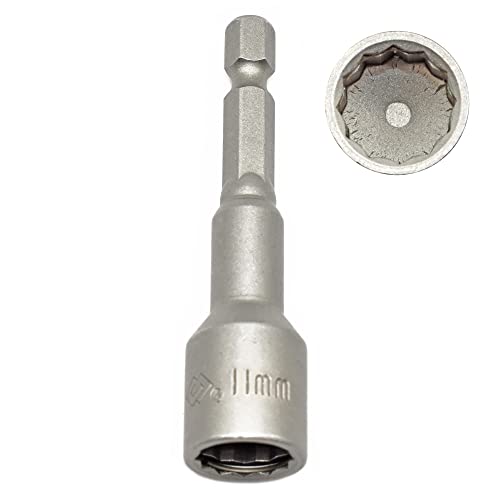 Sechskant-Stecknuss für Bohrmaschine, 11 mm, 65 mm lang, 1 Stück von Falcon Workshop Supplies Ltd