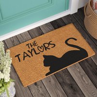 Katzen-Fußmatte Personalisierter Familienname, Kokosfasermatte von FalkelDesign
