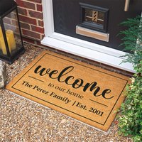 Personalisierte Kokosnuss Fußmatte Willkommen Zu Hause, Nachname Geschenk von FalkelDesign