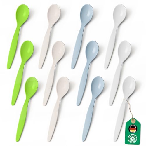Bio Löffel 12er Set – 14 cm Mehrweglöffel Familienpack BPA-frei & recycelbar – aus Zuckerrohr, Eierlöffel, Kinderlöffel, leicht & schadstofffrei – spülmaschinengeeignet – Made in DE – 4 Farben je 3x Bio Löffel 12er Set – 14 cm Mehrweglöffel Familienpack BPA-frei & recycelbar – aus Zuckerrohr, Eierlöffel, Kinderlöffel, leicht & schadstofffrei – spülmaschinengeeignet – Made in DE – 4 Farben je 3x von Falkenhorn