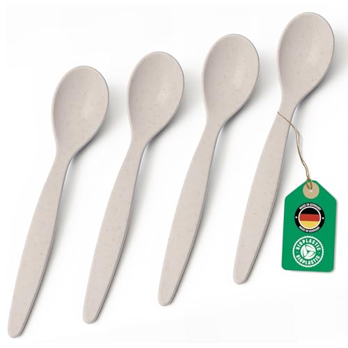 Bio Löffel 4er Set – 14 cm Mehrweglöffel Eierlöffel BPA-frei, spülmaschinengeeignet & recycelbar – aus Zuckerrohr, leicht & schadstofffrei – ideal für Kinder, Picknick & Alltag – Made in DE - Creme Bio Löffel 4er Set – 14 cm Mehrweglöffel Eierlöffel BPA-frei, spülmaschinengeeignet & recycelbar – aus Zuckerrohr, leicht & schadstofffrei – ideal für Kinder, Picknick & Alltag – Made in DE - Creme von Falkenhorn