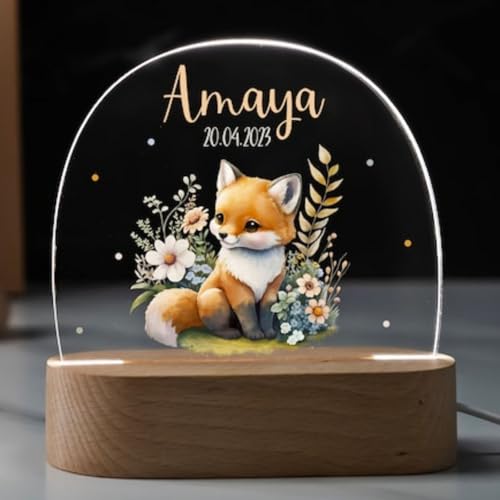 Fallover LED Nachtlicht für Babys – Personalisierte Nachttischlampe mit Namen. Tiergruppe Design - Personalisiert mit Namen, Ideal als Geburtstags- oder Taufgeschenk, Geschenk für Kinder Babys von Fallover
