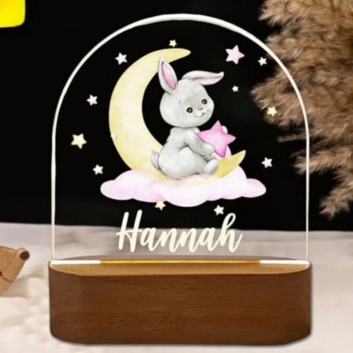 Fallover Personalisiertes Nachtlicht Baby mit Namen, Individuelle Nachttischlampe Kinder, Mit Niedlichem Tiermotiv Geschenke Kinder zur Taufe, Babygeschenke, Geburt, Weihnachts, Tiermotiv 18 von Fallover