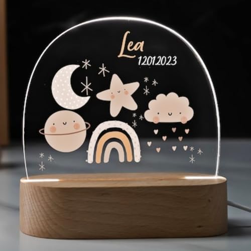 Fallover Personalisiertes Nachtlicht für Babys – LED Lampe mit süßem Tiermotiv und Namen für das Geschenk, Nachttischlampe für das Kinderzimmer - Geschenk für Kinder Babys, Baby Geschenk von Fallover