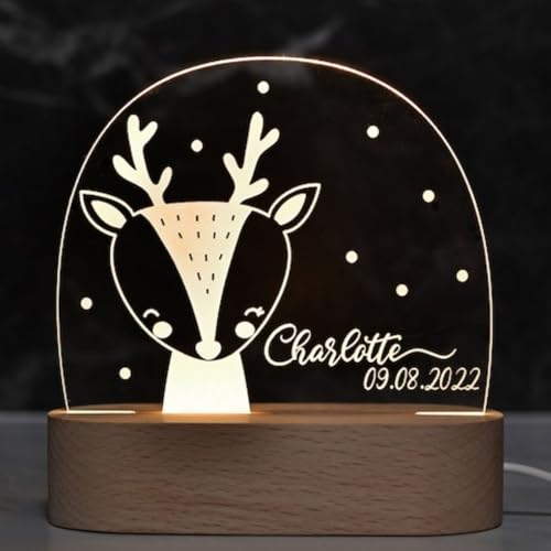 Fallover Personalisiertes Nachtlicht für Babys – Niedliche Nachttischlampe, Baby Geschenk zur Geburt für Mädchen Junge mit Animalprint, ideal für Geschenke zur Geburt oder zu Weihnachten von Fallover