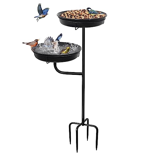 Vogeltränke Vogelbad Schale Stehend, Vogelbad Garten für Wildvögel Wassertränke für Vögel, Frei stehender Garten Vogel Feeder Bird Bad Schüssel (Grau von FaloStwer