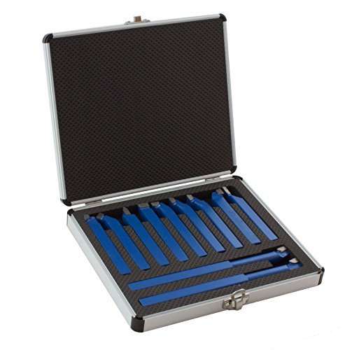 Drehstahl Satz 11-tlg 10x10mm Drehmeißel Set Alukoffer DIN Normen (TOK-10mmFT) von Falon-Tech