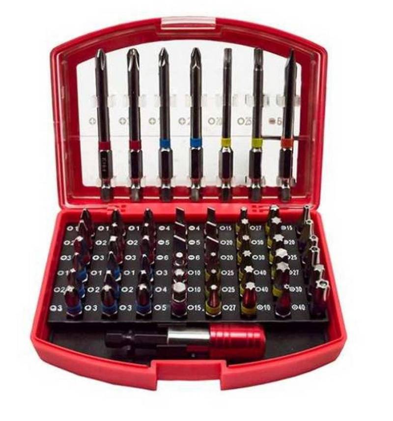 Falon-Tech Bit-Set Bitsatz Bitset Steckschlüssel Bit-Box Ratsche Bithalter 56tlg 1/4", 57-St. von Falon-Tech