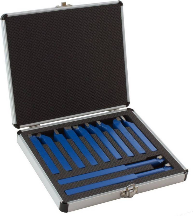 Falon-Tech Drehstahl Drehstahl Satz 11-tlg 10x10mm Drehmeißel Set Alukoffer DIN Normen, (11-tlg) von Falon-Tech