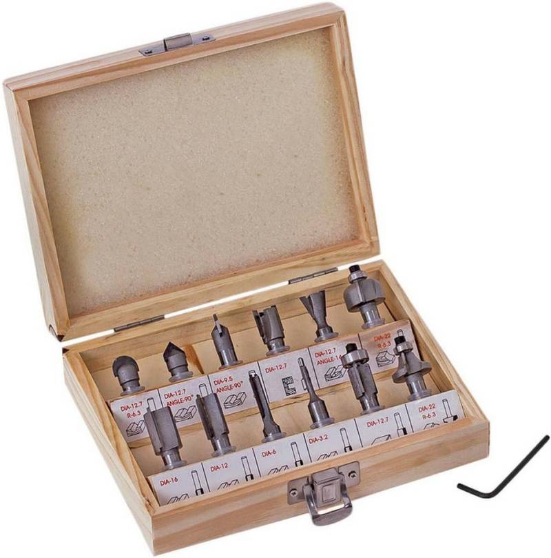 Falon-Tech Fräser-Set 12 tlg Fräsersatz Nutfräser Holzfräser Oberfräser 8mm, 12-tlg. von Falon-Tech