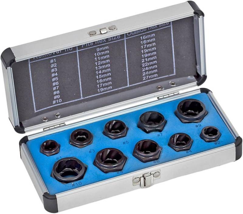 Falon-Tech Reparatur-Set Mutternausdreher SCHRAUBENAUSDREHER SCHRAUBEN AUSDREHER SATZ 9-27mm, 10-St. von Falon-Tech