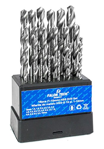 HSS Spiralbohrer Satz Metall Bohrer Set Bohrersatz 19tlg.1-10mm (HSS-19) von Falon-Tech