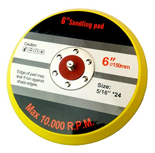Klett-Schleifteller für Excenterschleifer Ungelocht Ø 150mm 5/16 Zoll *24 UNF Außengewinde Gelb Klett-Schleifteller für Excenterschleifer Ungelocht Ø 150mm 5/16 Zoll *24 UNF Außengewinde Gelb von Falon-Tech