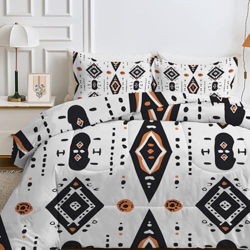 FamHarbor Boho-Stil Bettdecke 135x200 Ganzjahresdecke 4 Jahreszeiten, Geometrisch Muster Steppdecke für Allergiker Weiß Zudecke Schlafdecke Duvet 135x200cm mit 1 Kissenbezug 80x80cm, E85 von FamHarbor