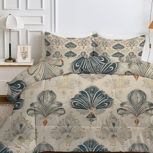 FamHarbor Retro Bettdecke 155x220 cm, Europäischer Stil Steppdecke Ganzjahresdecke Waschbare, Weiche Schlafdecke Bettdecke ohne Bezug, Boho 4 Jahreszeiten Bettdecken mit 2 Kissenbezugs, Ej22 von FamHarbor