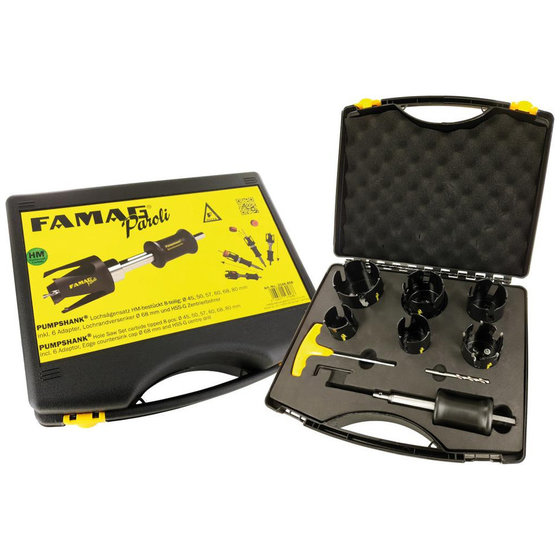 FAMAG® - Hartmetall-Lochsägensatz PAROLI-8-teilig ø45-50-57-60-68-80mm von Famag