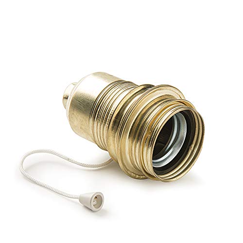 FAMATEL - Glühbirnenfassung Metall Gewinde mit Schalter und Überwurfscheibe| Birnen E-27 | Material Metall | Goldfarbig FAMATEL - Glühbirnenfassung Metall Gewinde mit Schalter und Überwurfscheibe| Birnen E-27 | Material Metall | Goldfarbig von Famatel