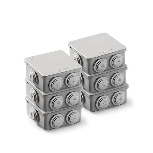 FAMATEL Set mit 6 wasserdichten Boxen (3002) | IP65 | 90 x 90 x 42 mm | mit Kegeln | Schnappdeckel | einfache Montage | hohe Schlagfestigkeit | Grau von Famatel