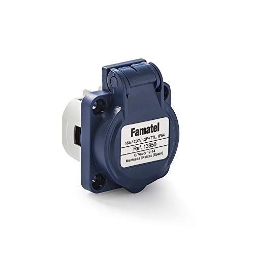 FAMATEL - Einbausteckdose IP54 | 2P+TTL | 16A | 250V | Blau von Famatel