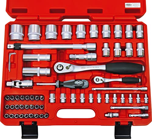 FAMEX 580-16 Mechaniker Steckschlüsselsatz mit 108-Zahn Feinzahnknarren - Profi Ratschenkasten - Verriegelungsmechanik - Bit-Einsätze von FAMEX