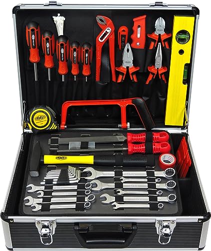 Famex 744-98 Werkzeugkoffer gefüllt mit Werkzeug - Werkzeugkiste bestückt mit Werkzeug-Set - Werkzeugkasten von FAMEX