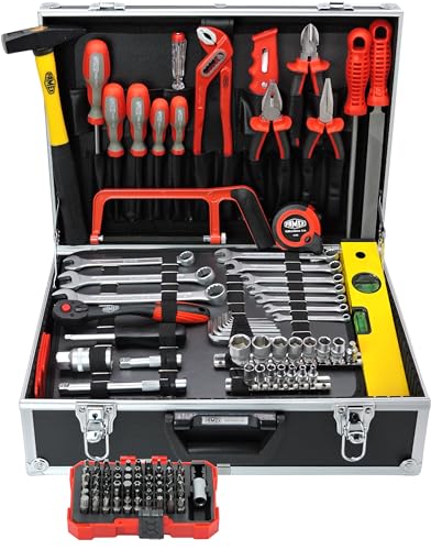 FAMEX 755-58 Alu Werkzeugkoffer Gefüllt 164-tlg. - Werkzeugkasten bestückt mit Werkzeug Set von FAMEX