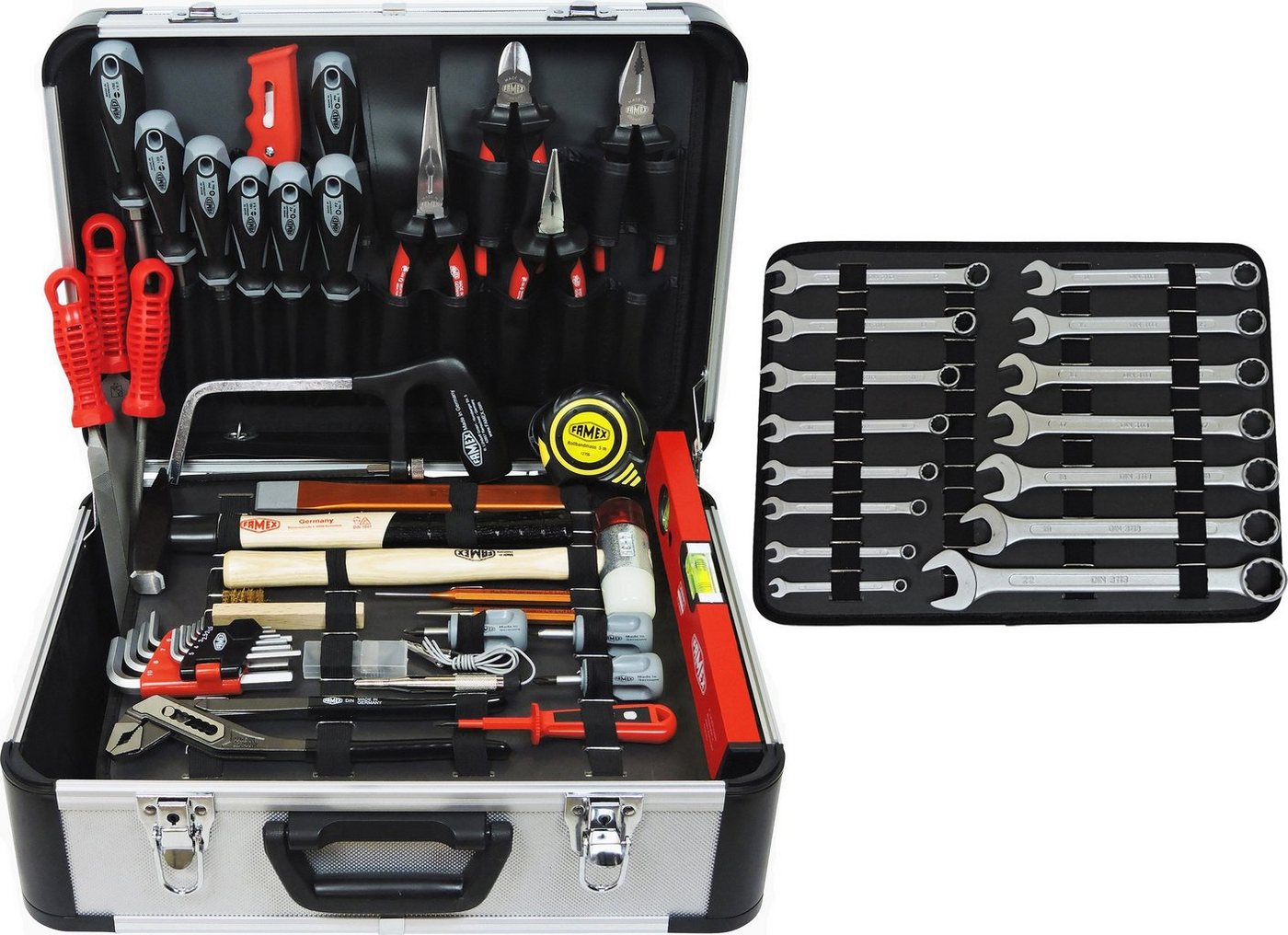 FAMEX Werkzeugset 720-88 Profi Alu Werkzeugkoffer mit Werkzeug Set - PROFESSIONAL, (Werkzeugkoffer), Kapazität bis 30 kg von FAMEX