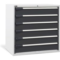 Fami MASTER Schubladenschrank, 6 Schubladen, HxBxT 1.000 x 1.020 x 726 mm, lichtgrau, anthrazit von Fami