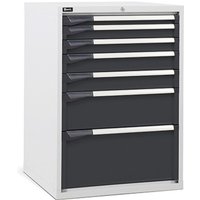 Fami MASTER Schubladenschrank, 7 Schubladen, HxBxT 1.000 x 714 x 726 mm, lichtgrau, anthrazit von Fami